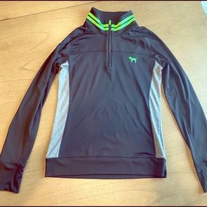 VS PINK Black & Lime Green Half Zip Up Jacket